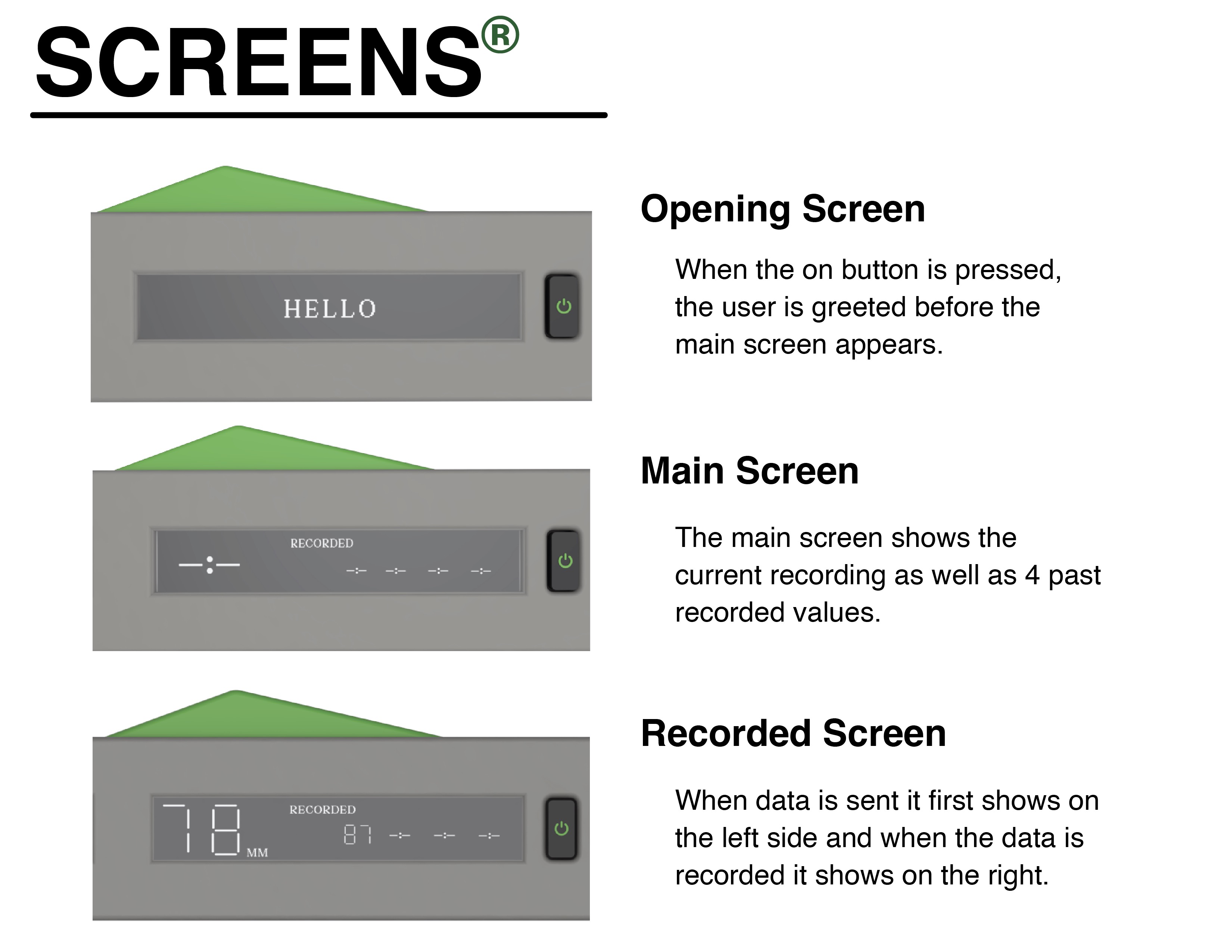 Screen states
